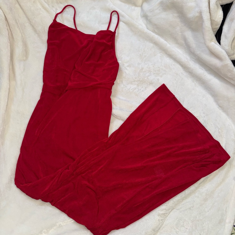 Forever 21 Red Velvet Dress with Spaghetti Straps